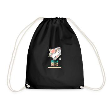 Ella Vorname Namensgeschenk Süßes Einhorn - Turnbeutel - Schwarz - Vorne