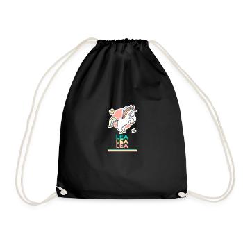 Lea Vorname Namensgeschenk Süßes Einhorn - Turnbeutel - Schwarz - Vorne