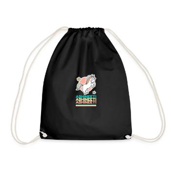 Abhineeti Vorname Namensgeschenk Süßes Einhorn - Turnbeutel - Schwarz - Vorne