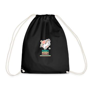 Adiba Vorname Namensgeschenk Süßes Einhorn - Turnbeutel - Schwarz - Vorne