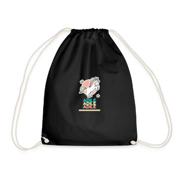 Adile Vorname Namensgeschenk Süßes Einhorn - Turnbeutel - Schwarz - Vorne