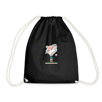 Ai Vorname Namensgeschenk Süßes Einhorn - Turnbeutel - Schwarz - Vorne