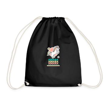 Ainara Vorname Namensgeschenk Süßes Einhorn - Turnbeutel - Schwarz - Vorne