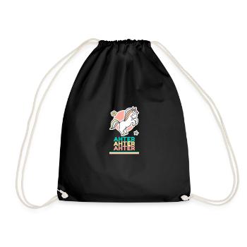 Ahter Vorname Namensgeschenk Süßes Einhorn - Turnbeutel - Schwarz - Vorne