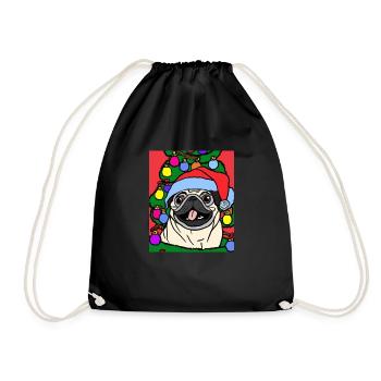 Carlin avec casquette de Noël Propriétaires de chiens de Noël - Sac de sport léger - noir - Devant