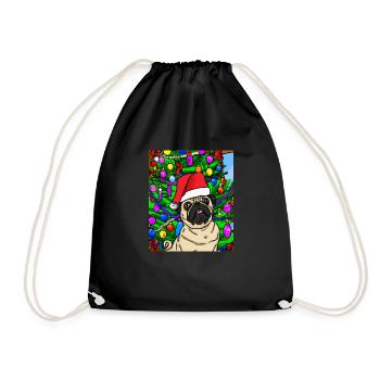 Carlin avec casquette de Noël Propriétaires de chiens de Noël - Sac de sport léger - noir - Devant