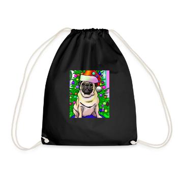 Carlin avec casquette de Noël Propriétaires de chiens de Noël - Sac de sport léger - noir - Devant