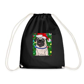 Carlin avec casquette de Noël Propriétaires de chiens de Noël - Sac de sport léger - noir - Devant