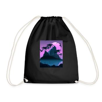 Vaporwave Aesthetic Palmiers de l’île tropicale - Sac de sport léger - noir - Devant