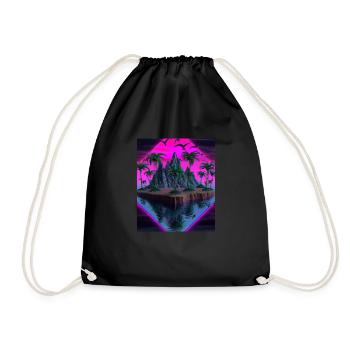 Vaporwave Esthétique Tropical Island Palm Mountains - Sac de sport léger - noir - Devant
