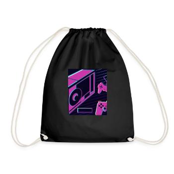 Vaporwave Aesthetic Gaming Konsole Zukunft - Turnbeutel - Schwarz - Vorne
