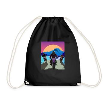 Vaporwave Aesthetic Sonnenuntergang Berge - Turnbeutel - Schwarz - Vorne