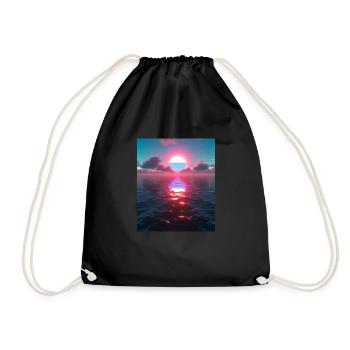 Vaporwave Aesthetic Sonnenuntergang Meer - Turnbeutel - Schwarz - Vorne