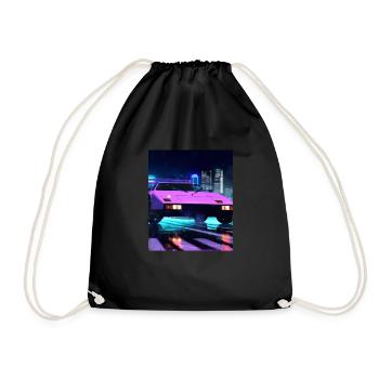 Vaporwave Aesthetic Sports Car Rain Night - Sac de sport léger - noir - Devant