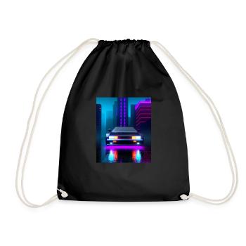 Vaporwave Aesthetic Sports Car Rain Gratte-ciel - Sac de sport léger - noir - Devant