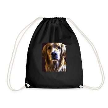 Golden Retriever Portrait Vincent Van Gogh Style - Drawstring Bag - black - Front