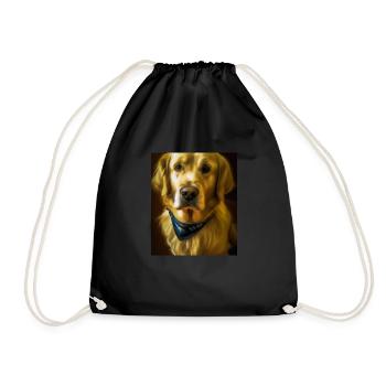 Golden Retriever Portrait Vincent Van Gogh Style - Drawstring Bag - black - Front