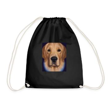 Golden Retriever Portrait Vincent Van Gogh Style - Drawstring Bag - black - Front