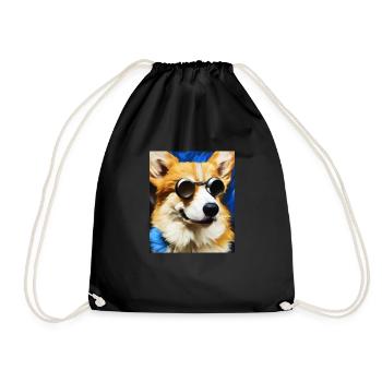 Corgi Portrait Vincent Van Gogh Style Dog - Drawstring Bag - black - Front