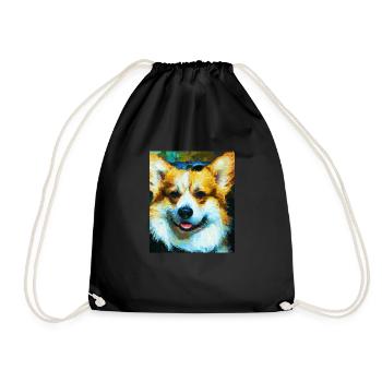Corgi Portrait Vincent Van Gogh Style Hund - Turnbeutel - Schwarz - Vorne