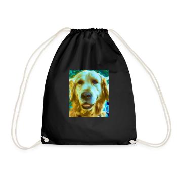 Golden Retriever Portrait Vincent Van Gogh Style - Drawstring Bag - black - Front