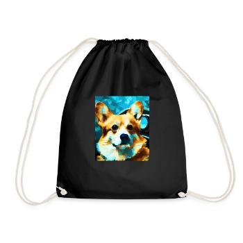 Corgi Portrait Vincent Van Gogh Style Dog - Drawstring Bag - black - Front