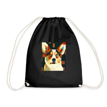 Corgi Portrait Cubisme Chien - Sac de sport léger - noir - Devant