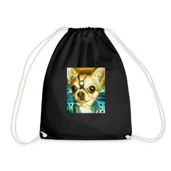 Chihuahua Portrait Vincent Van Gogh Style Dog - Drawstring Bag - black - Front