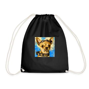 Chihuahua Portrait Vincent Van Gogh Style Dog - Drawstring Bag - black - Front