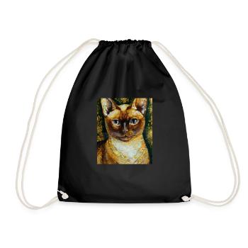 Siam Katzen Portrait Gustav Klimt Style Katze - Turnbeutel - Schwarz - Vorne