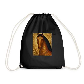 Horse Portrait Horse Gustav Klimt Style - Drawstring Bag - black - Front