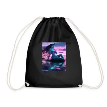 Mermaid Portrait 80s Retro - Drawstring Bag - black - Front