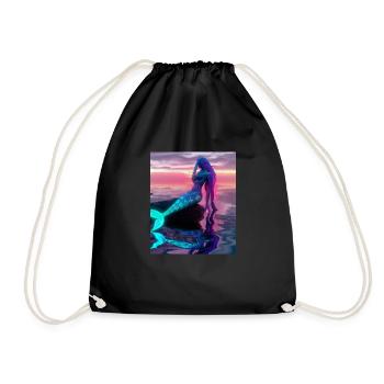 Mermaid Portrait 80s Retro - Drawstring Bag - black - Front