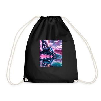 Mermaid Portrait 80s Retro - Drawstring Bag - black - Front
