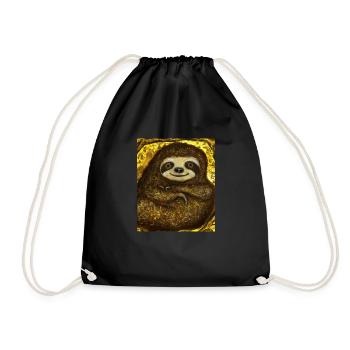 Sloth Portrait Funny Gustav Klimt Style - Drawstring Bag - black - Front