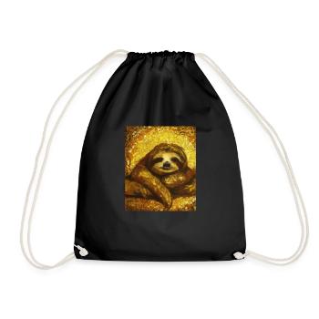 Sloth Portrait Funny Gustav Klimt Style - Drawstring Bag - black - Front