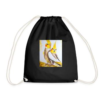Cockatiel Couple Gustav Klimt Style - Drawstring Bag - black - Front