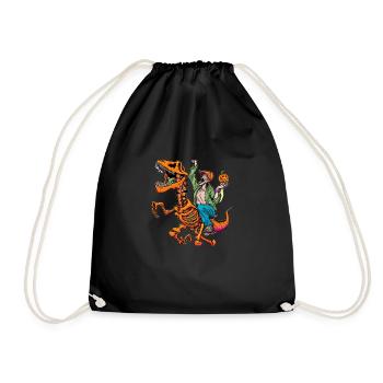 Halloween Dino Ghoul chevauchant des dinosaures - Sac de sport léger - noir - Devant