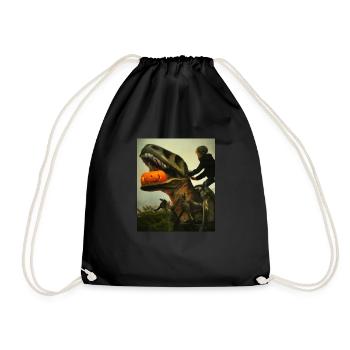 Halloween Dino Boy chevauchant des dinosaures - Sac de sport léger - noir - Devant