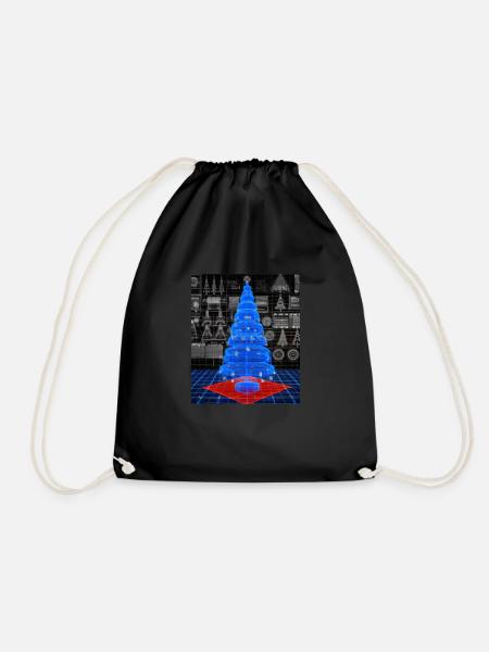 Weihnachten Weihnachtsbaum Schematic Blaupause - Turnbeutel - Schwarz