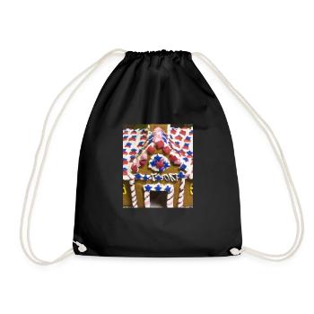American Christmas Gingerbread House with US - Drawstring Bag - black - Front