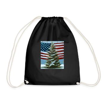 American Christmas Christmas Tree with US - Drawstring Bag - black - Front