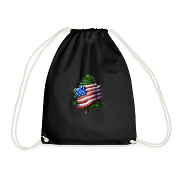American Christmas Christmas Tree with US - Drawstring Bag - black - Front