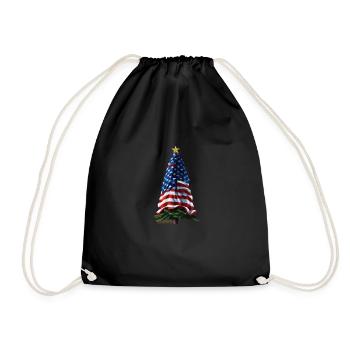 American Christmas Christmas Tree with US - Drawstring Bag - black - Front