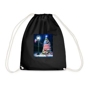 American Christmas Christmas Tree with US - Drawstring Bag - black - Front