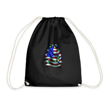American Christmas Christmas Tree with US - Drawstring Bag - black - Front