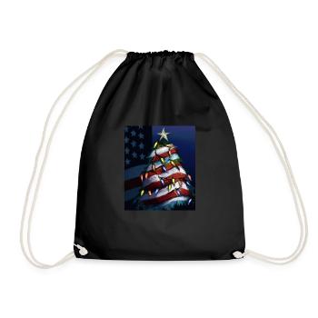 American Christmas Christmas Tree with US - Drawstring Bag - black - Front