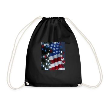 American Christmas Christmas Tree with US - Drawstring Bag - black - Front