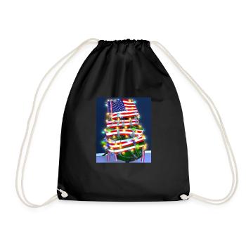 American Christmas Christmas Tree with US - Drawstring Bag - black - Front