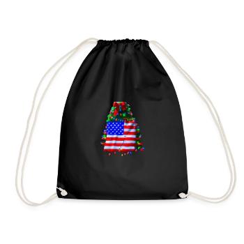 American Christmas Christmas Tree with US - Drawstring Bag - black - Front